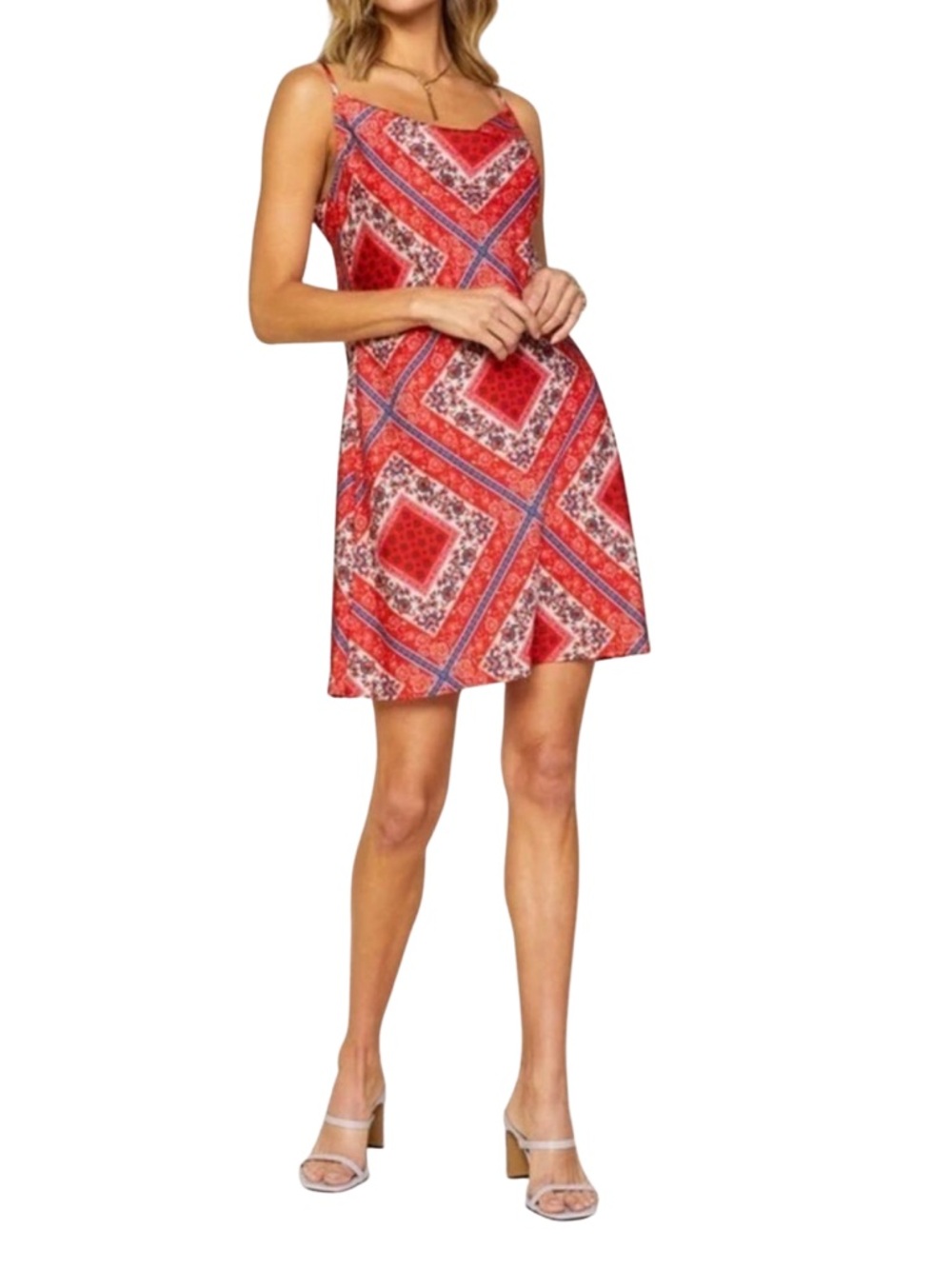 Skies Are Blue Red Midi Floral Slip‎ Dress Size Small NWT